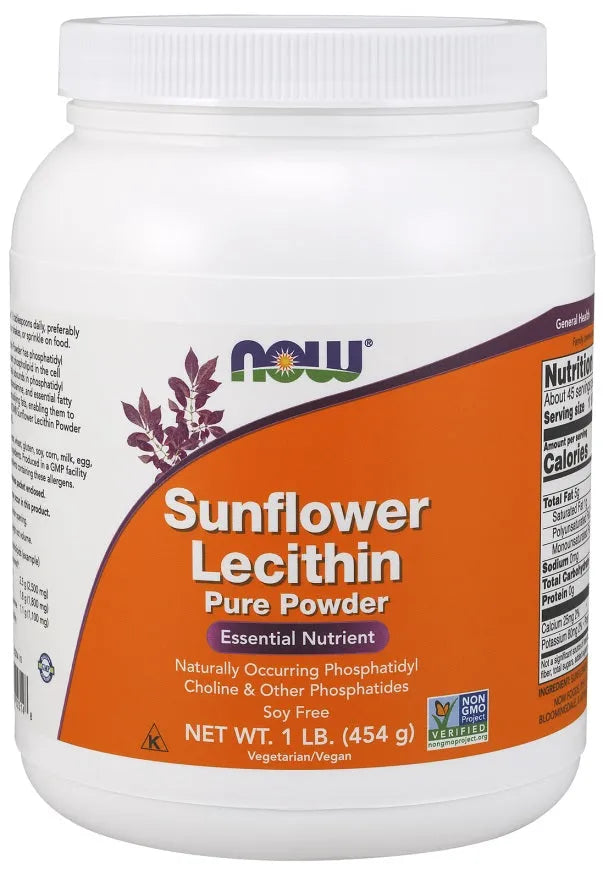 Sunflower Lecithin Pure Powder - 454g - NOW Foods - Papildai
