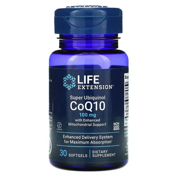 Super Ubiquinol CoQ10 with Enhanced Mitochondrial Support 100mg - 30 softgels - Life Extension - Papildai