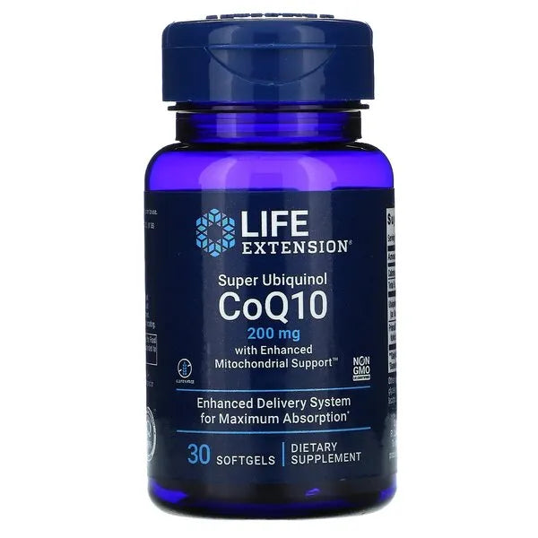 Super Ubiquinol CoQ10 with Enhanced Mitochondrial Support 200mg - 30 softgels - Life Extension - Papildai