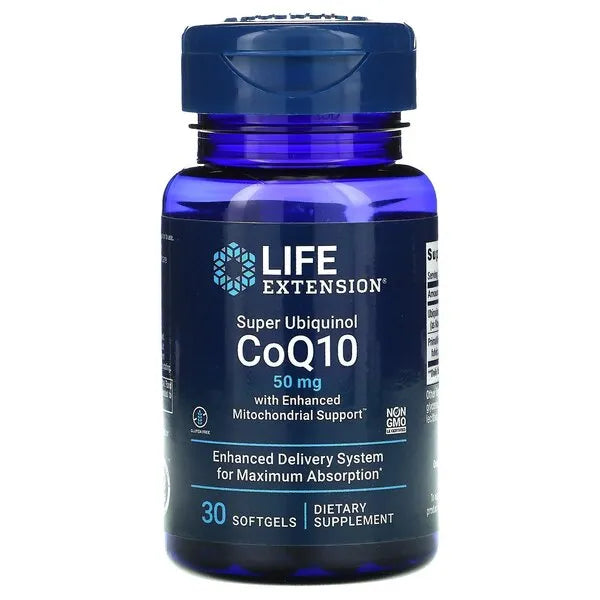 Super Ubiquinol CoQ10 with Enhanced Mitochondrial Support 50mg - 30 softgels - Life Extension - Papildai