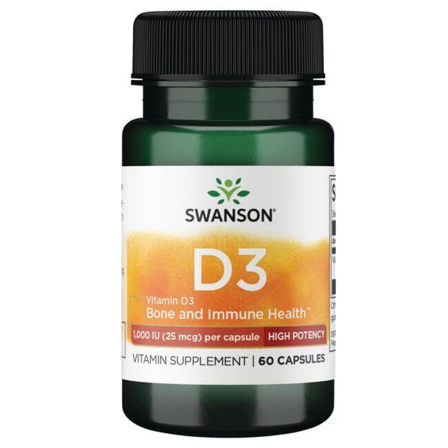 Vitamin D3 - Didelio stiprumo - 1000 IU - 25 mcg - N60 - Swanson - Vaistine1.lt