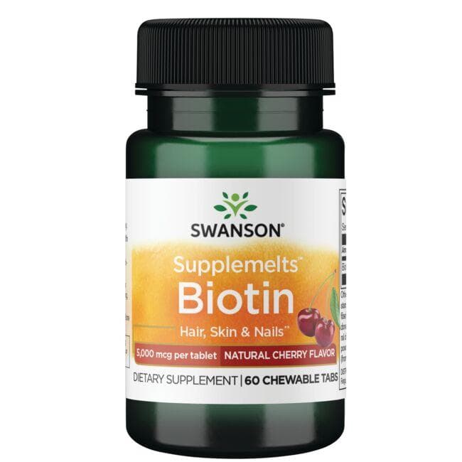 Biotin - 5000 mcg - N60 - Biotinas vyšnių skonio - Swanson - Vaistine1.lt