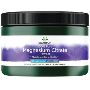 100% Pure Magnesium Citrate Powder - 244 gr. - Magnio citrato milteliai - Swanson - Vaistine1.lt