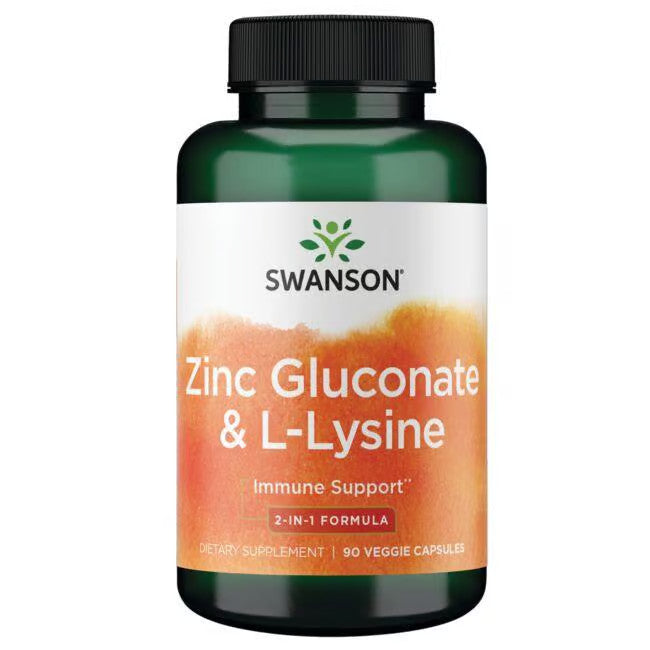 Zinc Gluconate & L-Lysine - N90 - Cinko gliukonatas ir L-Lizinas - Swanson - Vaistine1.lt