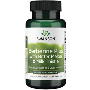 Berberine Plus with Bitter Melon & Milk Thistle - N60 - Berberinas su karčiąja melione ir margainiu - Swanson - Vaistine1.lt