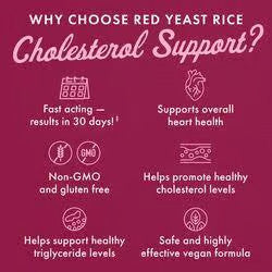 Red Yeast Rice Cholesterol Support - N60 - Raudonųjų mielių ryžiai - Swanson - Vaistine1.lt