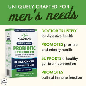 Men's Daily Probiotic + Prebiotic FOS - N60 - Prebiotikas - Probiotikas - Vyrams - Swanson - Vaistine1.lt