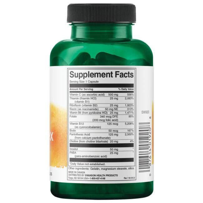 Super Stress B-Complex su Vitaminu C - N100 - Swanson - Vaistine1.lt