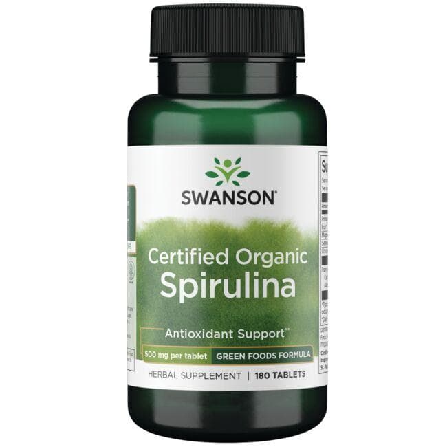 Certified Organic Spirulina - Ekologiška spirulina - 500 mg - N180 - Swanson - Vaistine1.lt