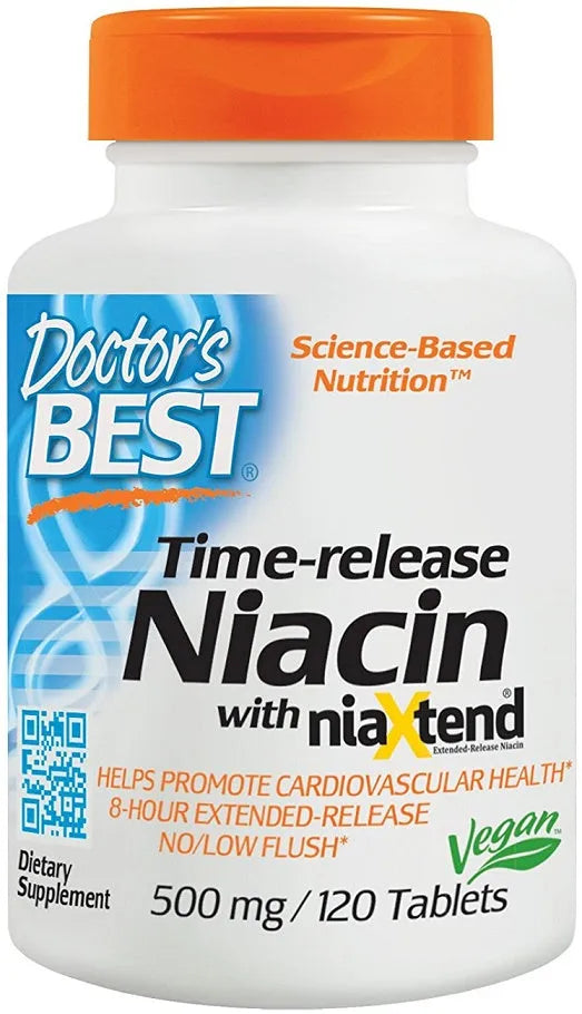Time-release Niacin with niaXtend 500mg - 120 tablets - Doctor’s Best - Papildai