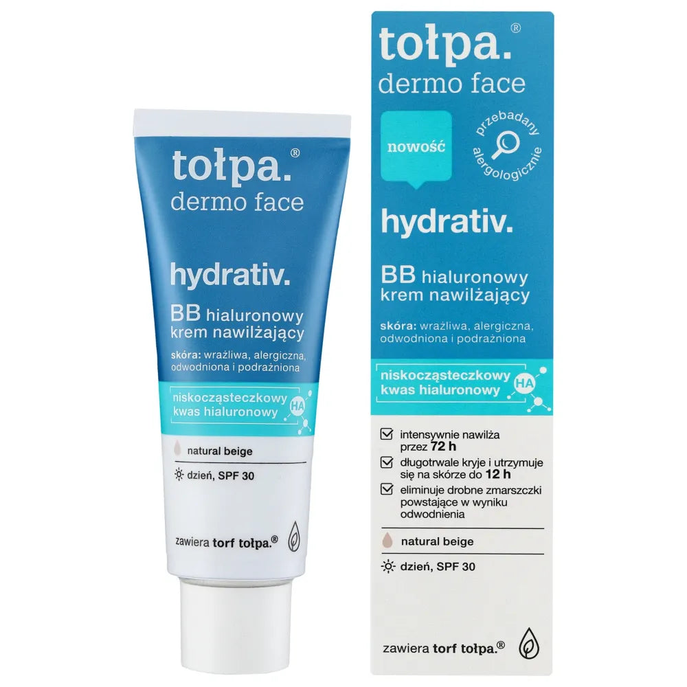 TOŁPA Dermo Face Hydrativ Hialurono Drėkinamasis BB Kremas SPF30 dienai - natūralus bežinis 40 ml - Kosmetika