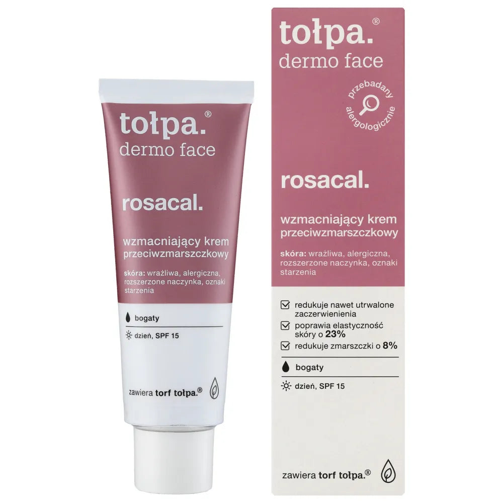 TOŁPA Dermo Face Rosacal Stiprinantis Kremas nuo Raukšlių SPF15 Dienai - Riebus 40 ml - Kosmetika