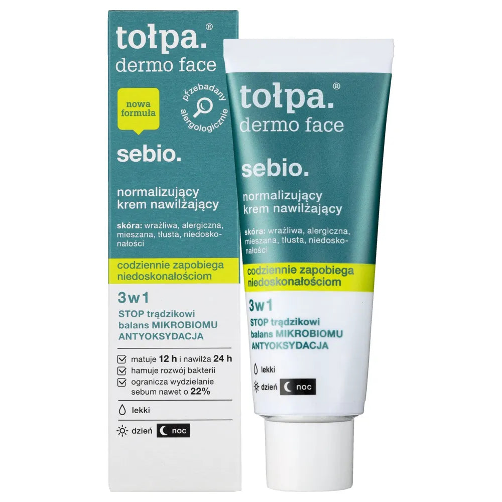 TOŁPA Dermo Face Sebio Light Normalizuojantis drėkinamasis kremas 3in1 dienai ir nakčiai 40 ml - Kosmetika
