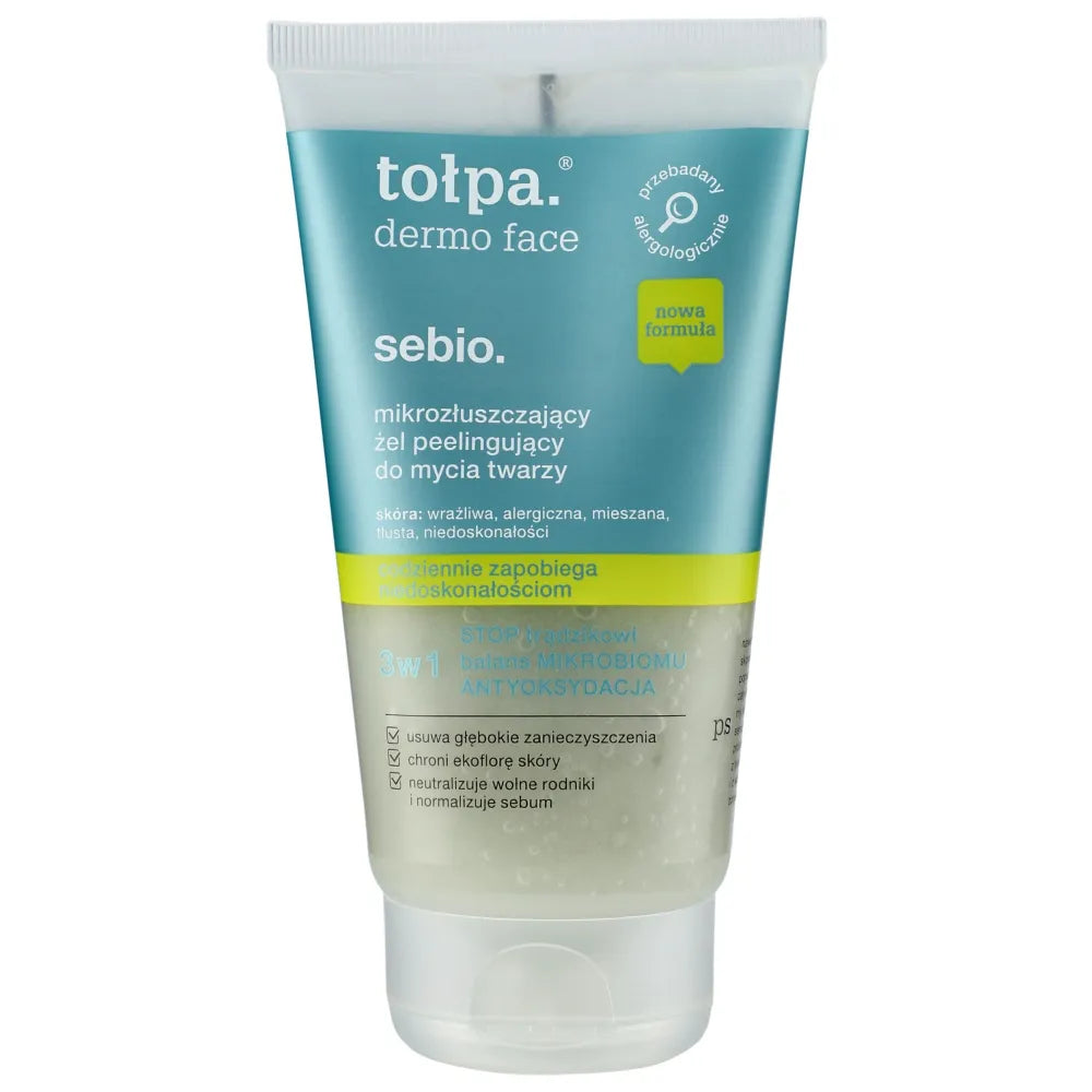 TOŁPA Dermo Face Sebio Mikrošveitimo Peeling Gelis veidui 3in1 150 ml - Kosmetika