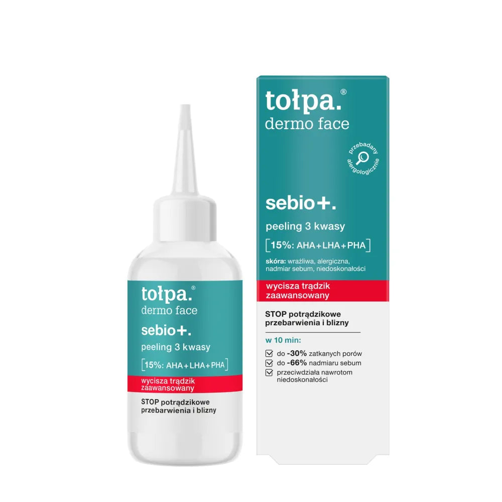 TOŁPA Dermo Veido Sebio+ Šveitiklis 3 Rūgštys 15% : AHA + LHA + PHA 50 ml - Kosmetika
