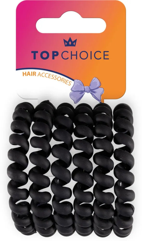 TOP CHOICE Hair bands - juodos (20001) 1 pakuotė. - 6 vnt. - Kosmetika