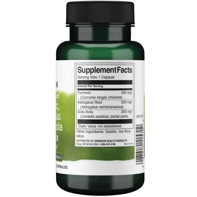 Turmeric Astragalus & Gotu Kola Complex - Ciberžolė ir - N60 - Swanson - Papildai