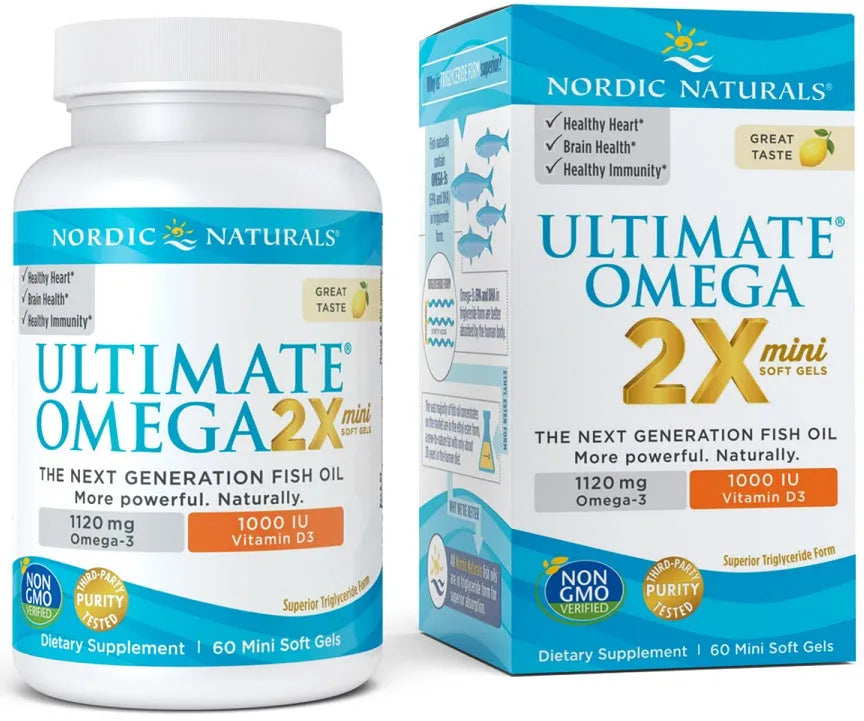 Ultimate Omega 2X Mini with Vitamin D3 1120mg Lemon - 60 softgels - Nordic Naturals - Papildai