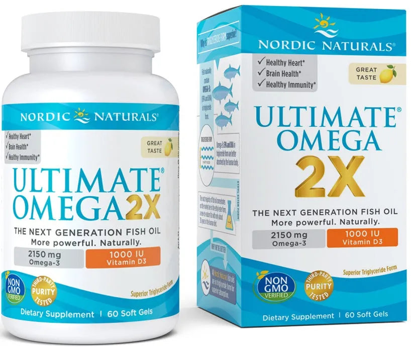 Ultimate Omega 2X with Vitamin D3 2150mg Lemon - 60 softgels - Nordic Naturals - Papildai