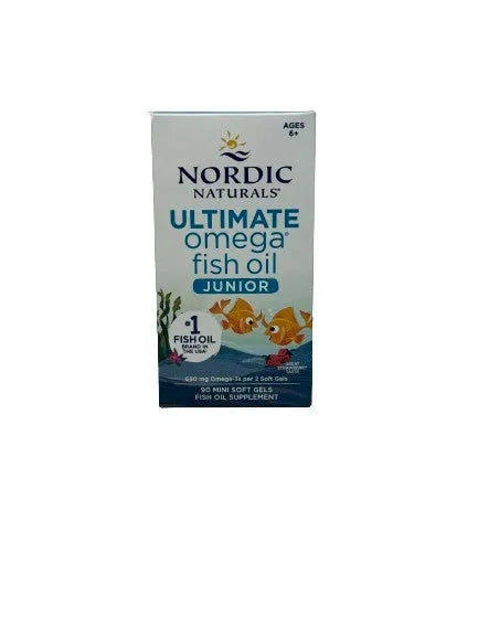 Ultimate Omega Fish Oil Junior 680mg Strawberry - 90 mini softgels - Nordic Naturals - Papildai