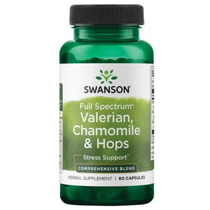 Valerian Chamomile & Hops - N60 - Valerijonas ramunėlės ir apyniai - Swanson - Papildai