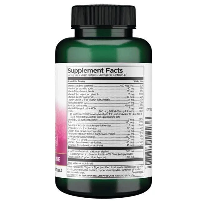 Vegan Prenatal Multi – DHA + choline - 300 mg - N90 - Swanson - Papildai