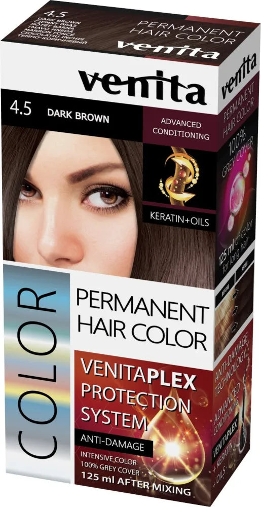 VENITA Color Hair Dye Plex Nr. 4.5 Tamsiai rudas 1 vnt. - Kosmetika
