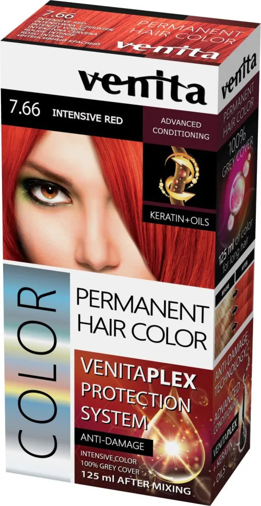 VENITA Color Hair Dye Plex Nr. 7.66 Intensyvi Raudona 1op. - Kosmetika