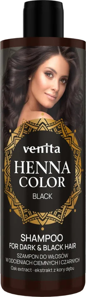 VENITA Henna Color plaukų šampūnas juodais ir tamsiais atspalviais – Juodas 300ml - Kosmetika