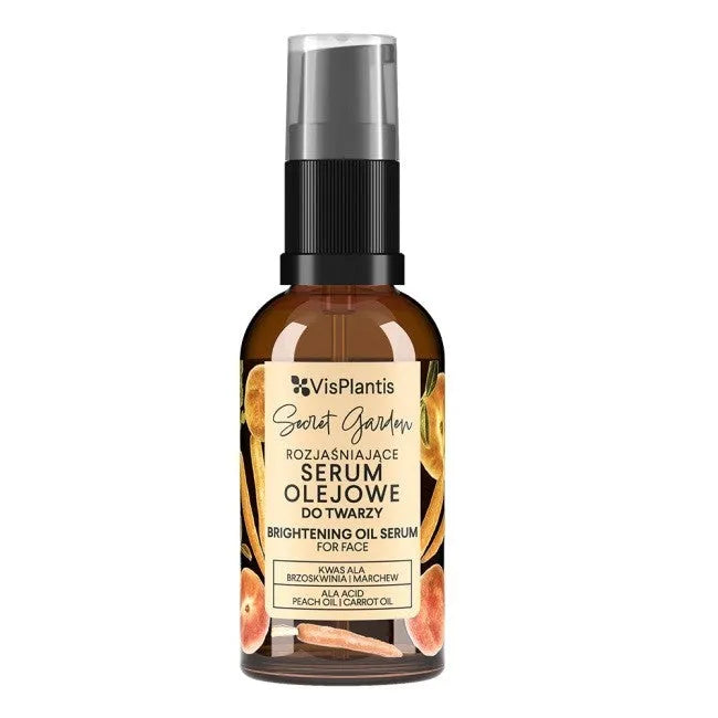 VIS PLANTIS Brightening Face Oil Serum - ALA & Peach Carrot 30ml - Šviesinantis veido aliejus serumas - Kosmetika