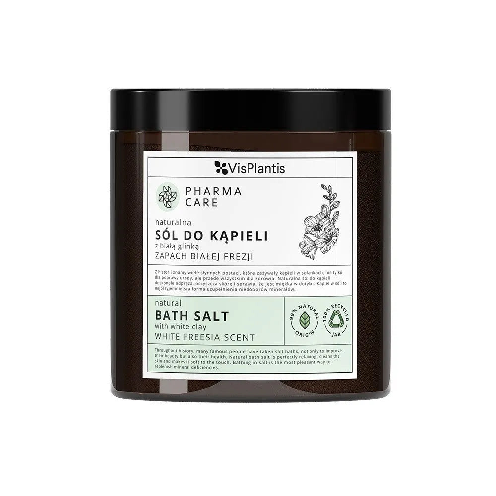 VIS PLANTIS Pharma Care Natūralus vonios druska su balta molio - Baltoji frezija kvapas 800g - Kosmetika