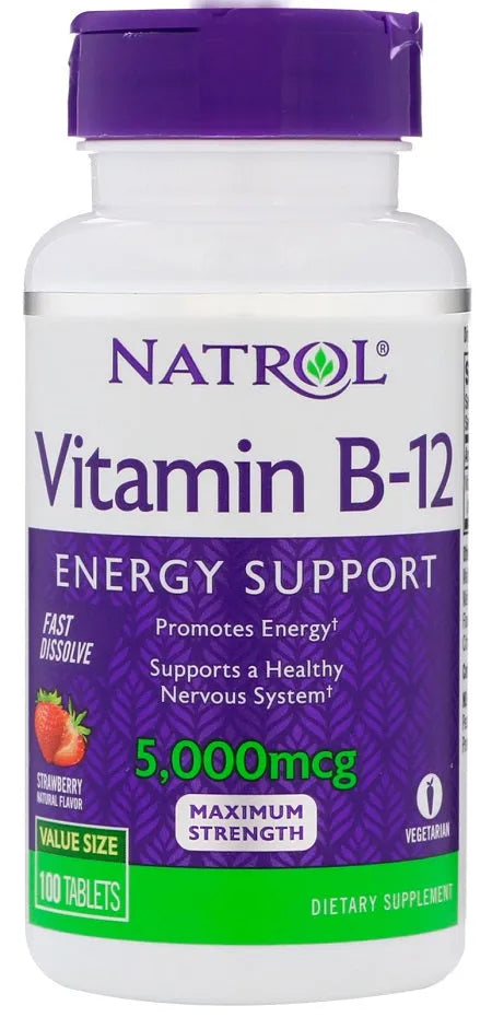 Vitamin B-12 Fast Dissolve 5000mcg - 100 tabs - Natrol - Papildai