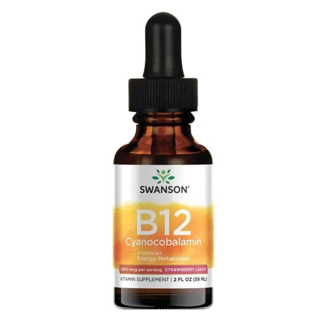 Vitamin B12 Cyanocobalamin - Energijai - Skystas - 59 ml - Swanson - Papildai