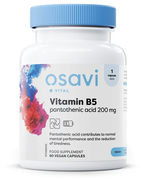 Vitamin B5 Pantothenic Acid 200mg - 90 vegan caps - Osavi - Papildai