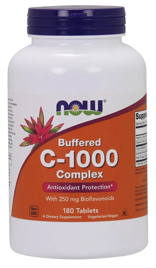 Vitamin C-1000 Complex - Buffered with 250mg Bioflavonoids - 180 tabs - NOW Foods - Papildai