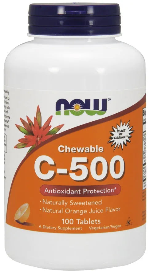 Vitamin C-500 Chewable Orange - 100 tabs - NOW Foods - Papildai