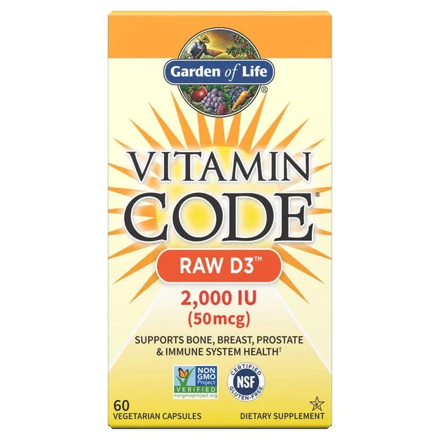 Vitamin Code Raw D3 2000 IU - 60 vcaps - Garden of Life - Papildai