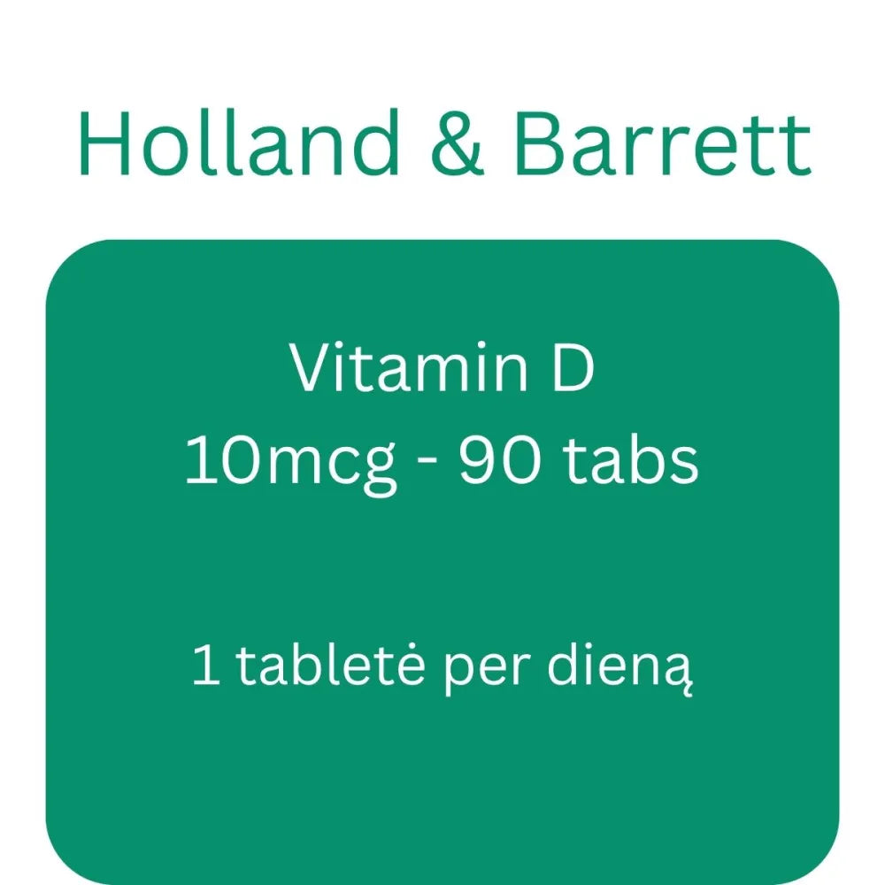 Vitamin D 10mcg - 400 IU - 90 tabs - Holland & Barrett - Papildai