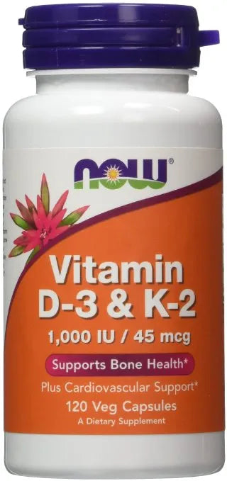 Vitamin D-3 & K-2 - 120 vcaps - NOW Foods - Papildai