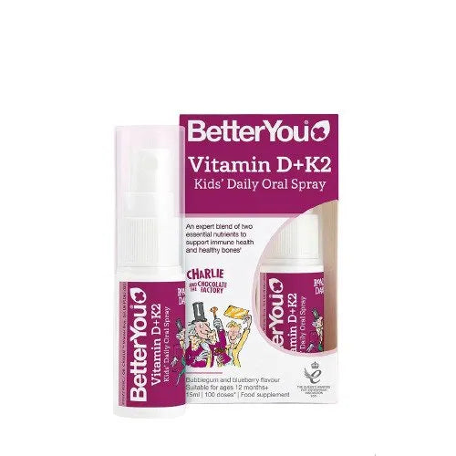 Vitamin D + K2 Kid’s Daily Oral Spray Bubblegum & Blueberry - 15 ml - BetterYou - Papildai