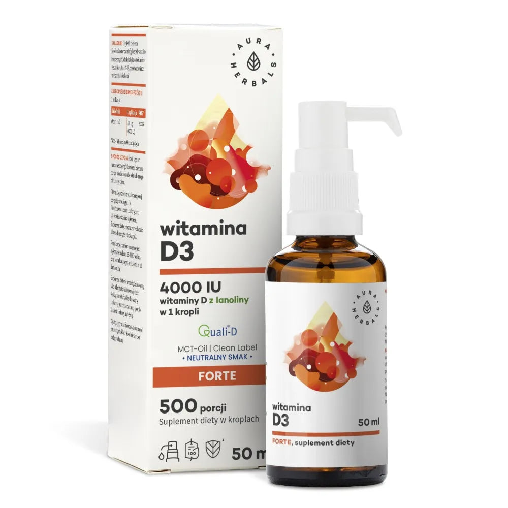 Vitamin D3 4000 IU with MCT drops 50 ml - AURA HERBALS - Papildai