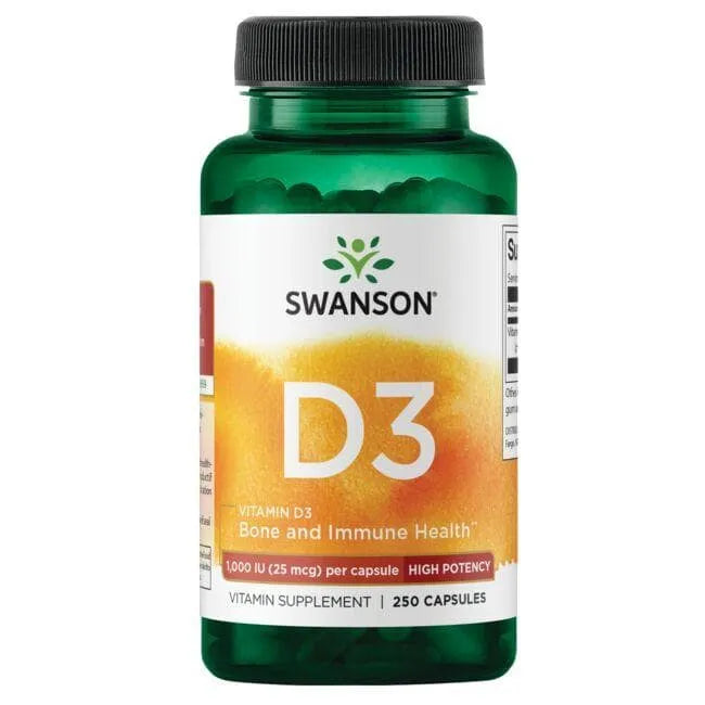 Vitamin D3 - Didelio stiprumo - 1000 IU - 25 mcg - N250 - Swanson - Papildai
