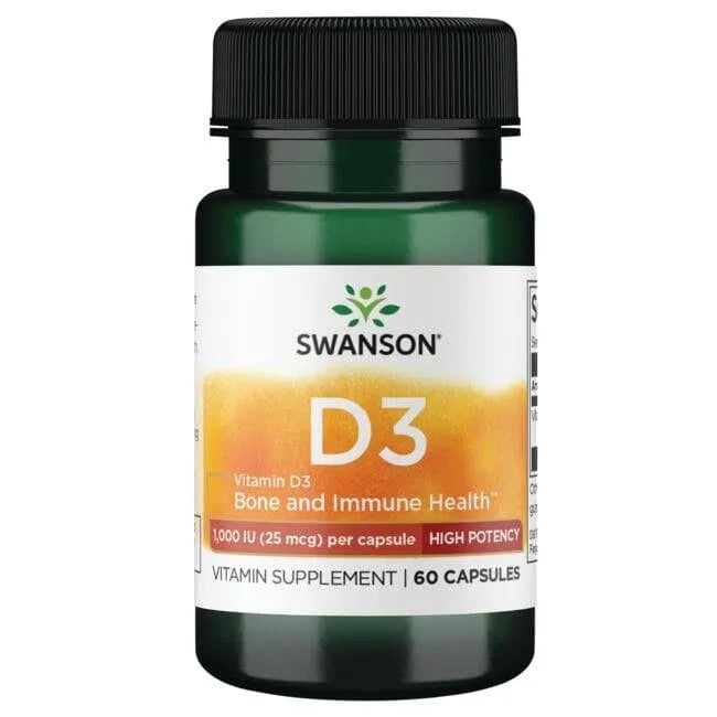 Vitamin D3 - Didelio stiprumo - 1000 IU - 25 mcg - N60 - Swanson - Papildai