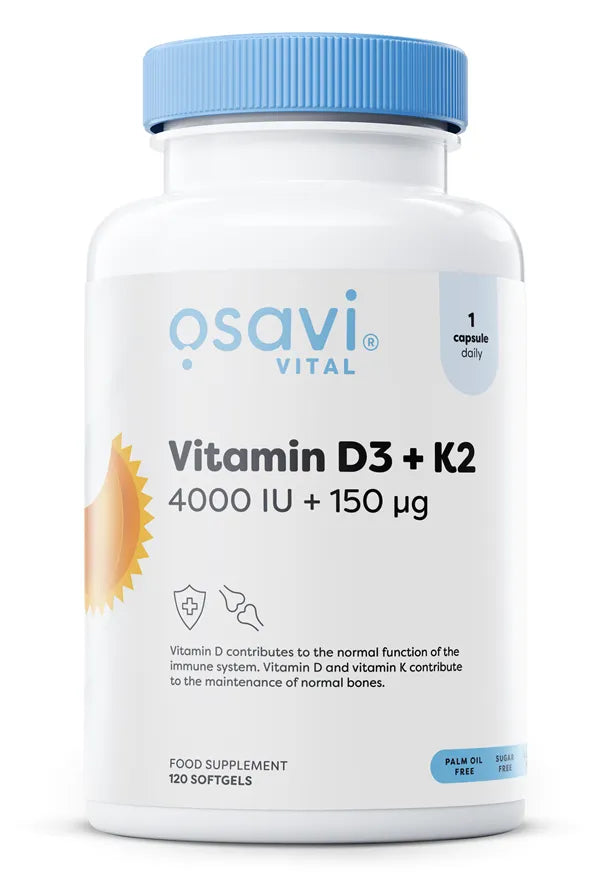 Vitamin D3 + K2 4000IU + 150mcg - 120 softgels - Osavi - Papildai