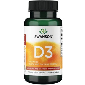 Vitamin D3 - Kaulams - Imunitetui - 5000 IU - 125 mcg - N250 - Swanson - Papildai