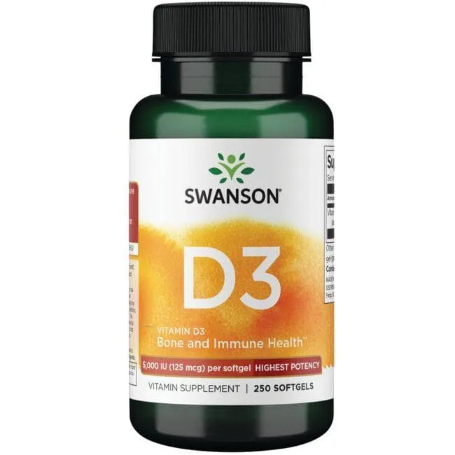Vitamin D3 - Kaulams - Imunitetui - 5000 IU - 125 mcg - N250 - Swanson - Papildai
