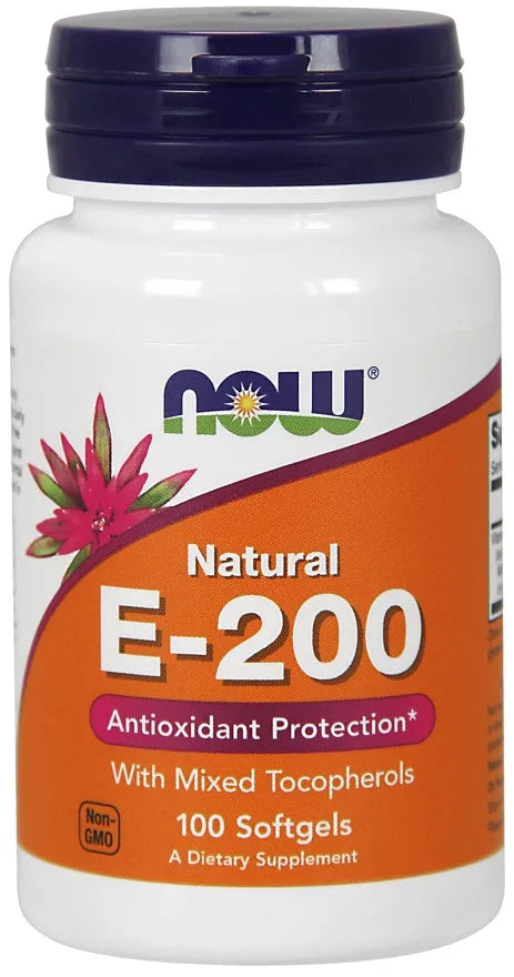 Vitamin E-200 - Natural (Mixed Tocopherols) - 100 softgels - NOW Foods - Papildai