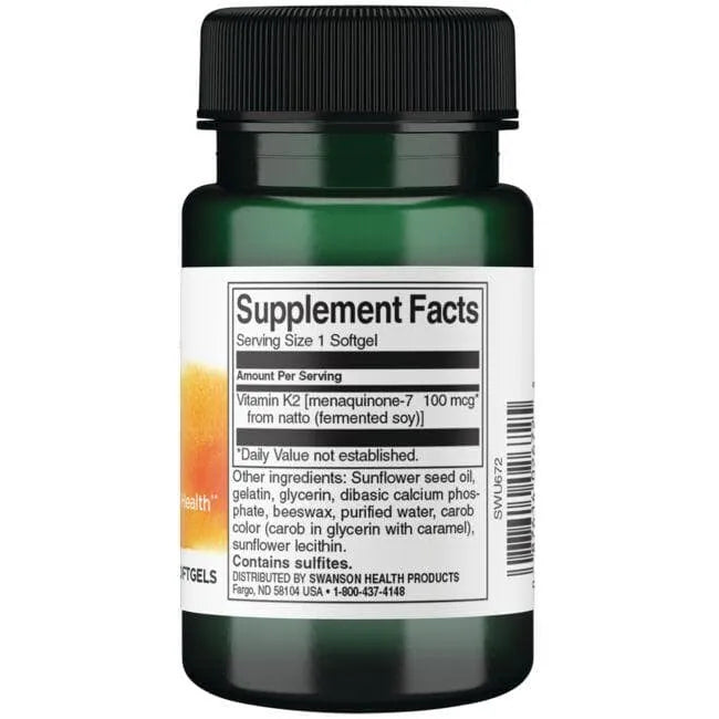 Vitamin K2 - Natūralus - 100 mcg - N30 - Swanson - Papildai