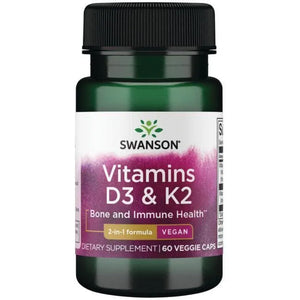 Vitamins D3 & K2 - 2,000 IU - 75 mcg - N60 - Swanson - Papildai