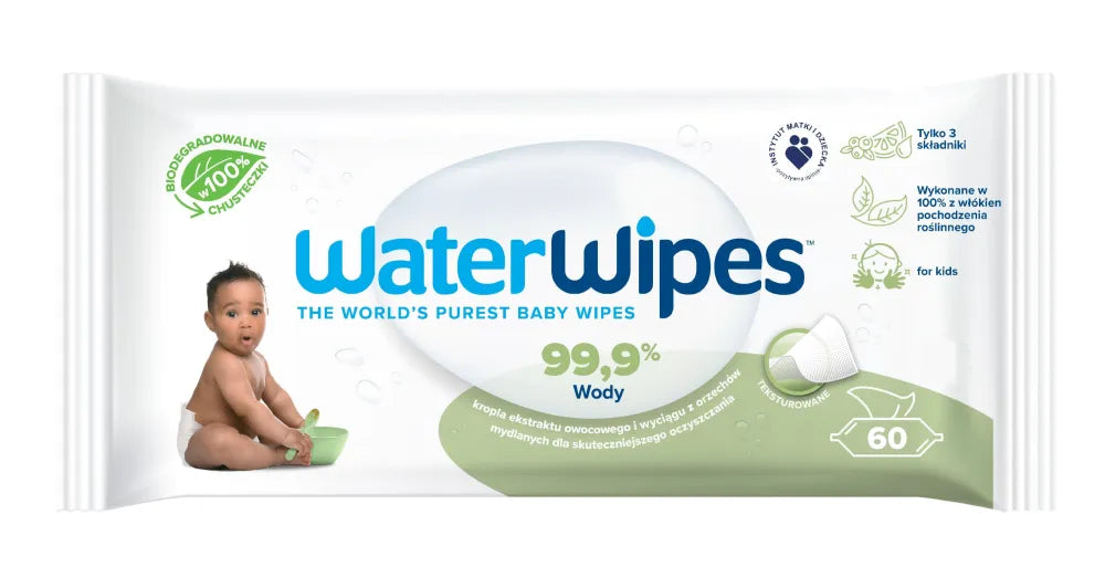 WATER WIPES Bio Drėgnos servetėlės kūdikiams Soapberry 99.9% vandens - 1 pakuotė - 60 vnt. - Kosmetika